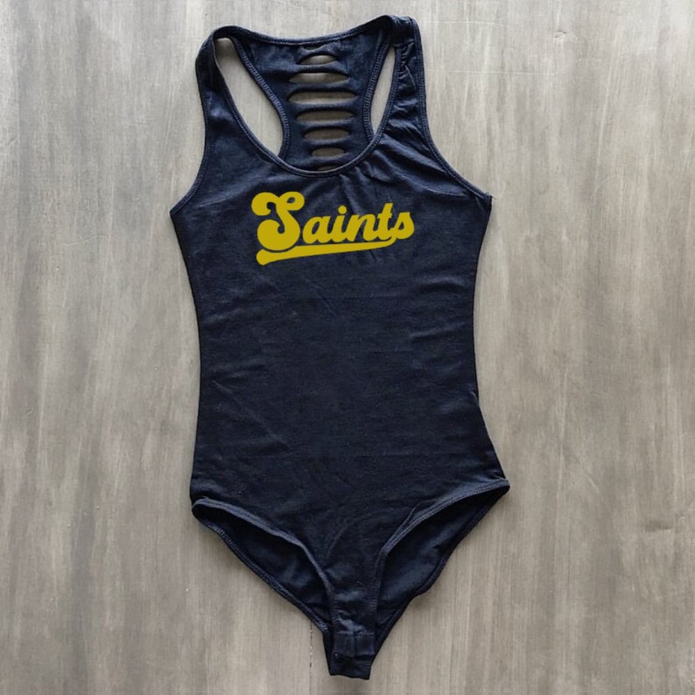 Gold Saints Football Gameday Bodysuit, GO NOLA, New Orleans Outfit